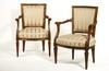 Appraisal: PAIR OF CHAIRS - French walnut fauteuils ca floral and