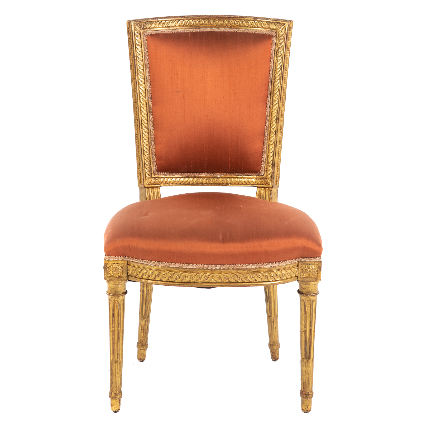 Appraisal: LOUIS XVI GILTWOOD SIDE CHAIR Circa - well carved giltwood