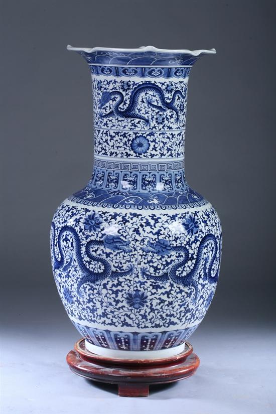 Appraisal: LARGE CHINESE BLUE AND WHITE PORCELAIN DRAGON VASE Wanli six-character