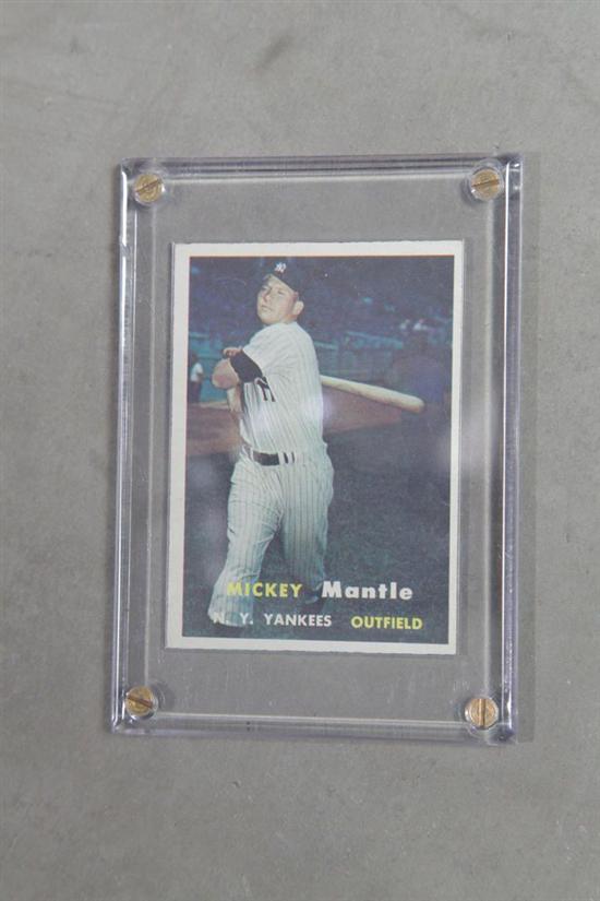 Appraisal: MICKEY MANTLE BASEBALL CARD Topps In a plastic case Some