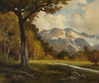 Appraisal: Robert W Wood Snow capped mountain landscape signed lower right