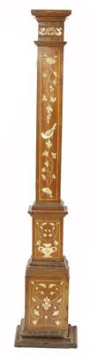 Appraisal: An Italian walnut and bone inlaid lantern clock case decorated