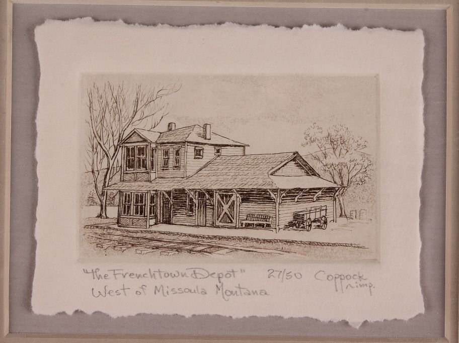 Appraisal: B Coppock Intaglio Frenchtown Depot Mont For your consideration is