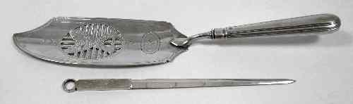 Appraisal: A George III silver fish slice with pierced and engraved