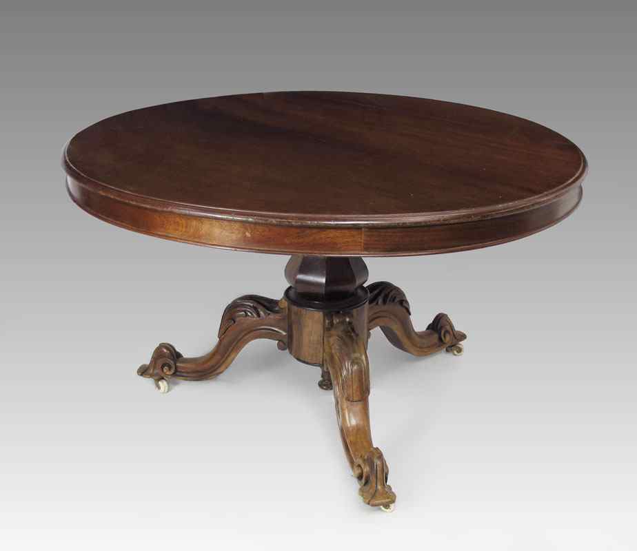 Appraisal: WILLIAM IV MAHOGANY TILT TOP BREAKFAST TABLE Carved and shaped