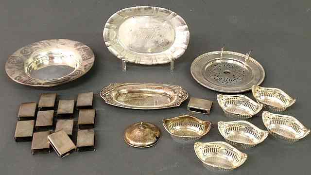 Appraisal: Group of sterling silver table articles etc to include nut