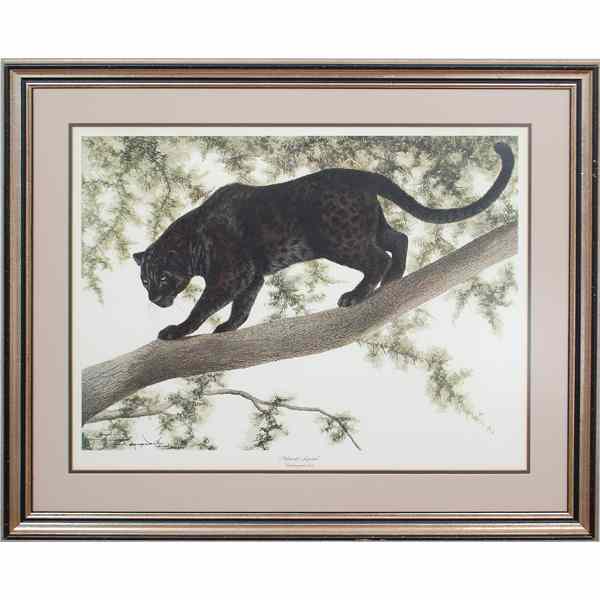 Appraisal: Pair of WIldlife Lithographs by Farnsworth African Leopard and Melanistic