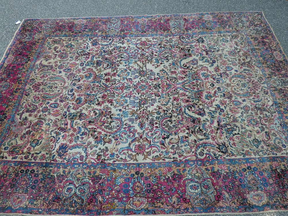 Appraisal: OLD KIRMAN FLORAL RUG Old Kirman colorful floral room size