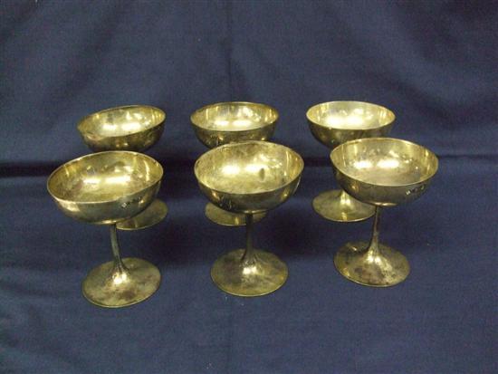 Appraisal: Set of six George V silver champagne goblets Sheffield oz