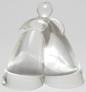 Appraisal: Steuben Lead Crystal Figurine of Embracing Women The streamlined modernist