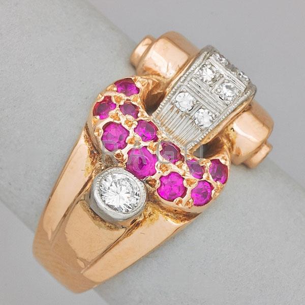 Appraisal: RETRO BICOLOR GOLD RUBY RING Condition Report