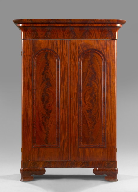 Appraisal: American Late Classical Mahogany and Walnut Double-Door Armoire mid- th