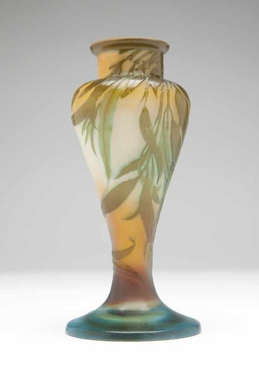 Appraisal: A Galle cameo glass vase eucalyptus Circa cameo signed ''Galle''