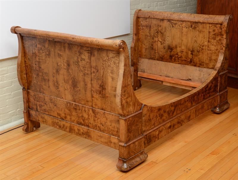 Appraisal: BIEDERMEIER BURL ASH DAY BED Of typical sleigh form with