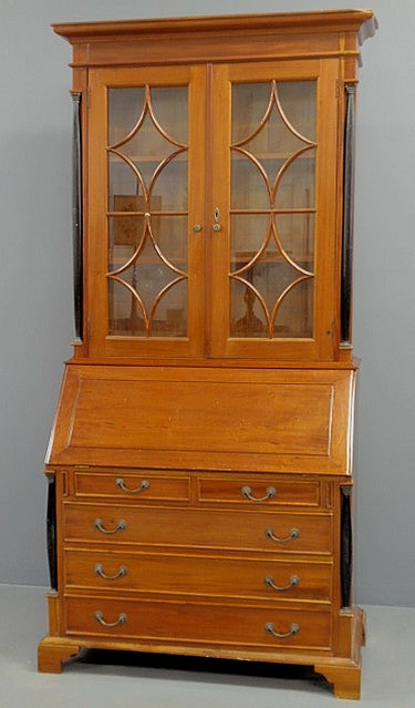 Appraisal: Chippendale style mahogany secretary bookcase the upper section with beveled