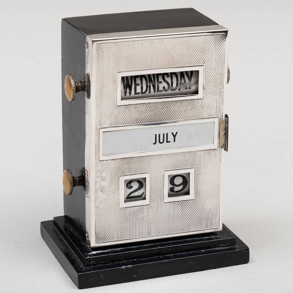 Appraisal: English Silver-Mounted Desk Calendar Marked for Chester maker and date