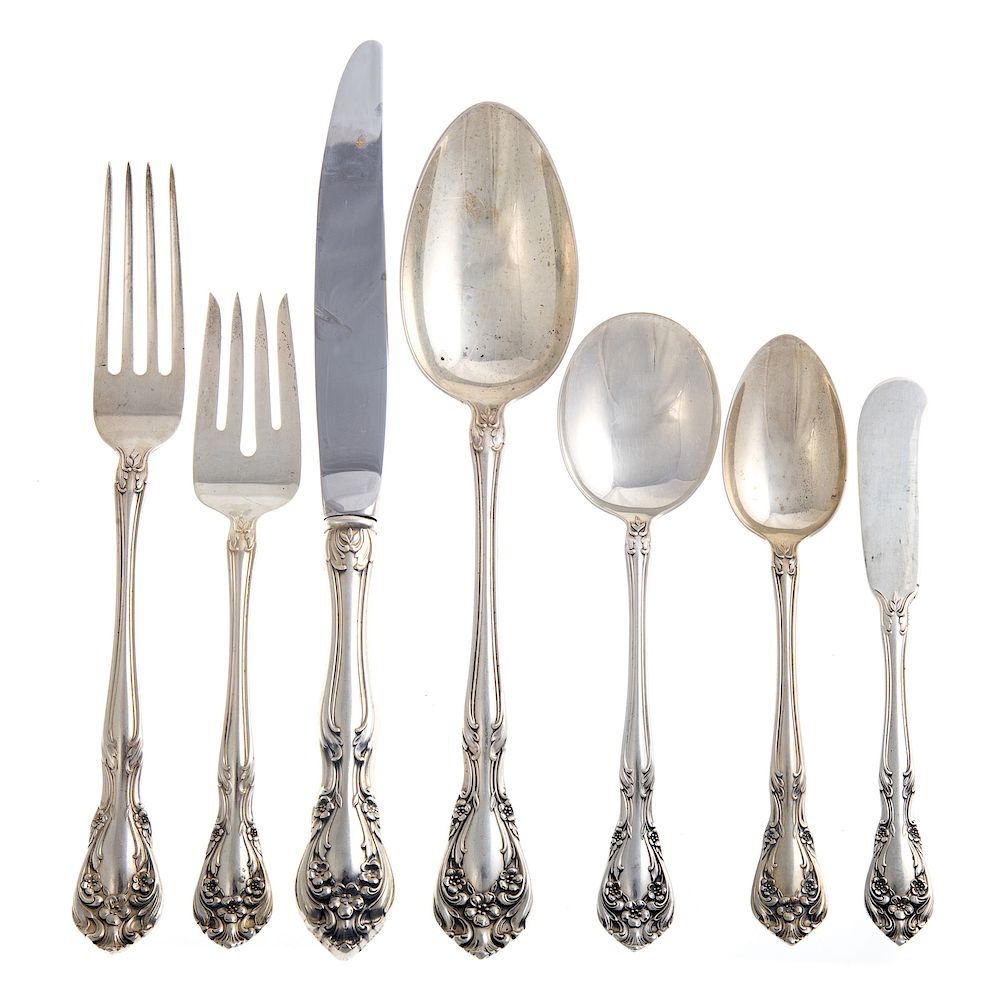 Appraisal: Alvin Chateau Rose Sterling -pc Flatware Comprising knives in L