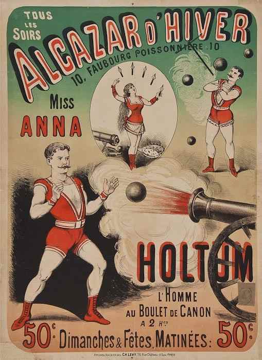 Appraisal: Holtum Alcazar d'Hiver lithographed poster featuring Holtum l'Homme au Boulet