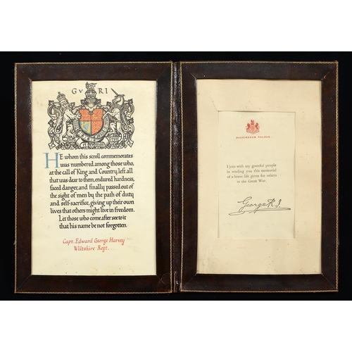 Appraisal: World War One commemorative scroll Captain Edward George Harvey Wiltshire