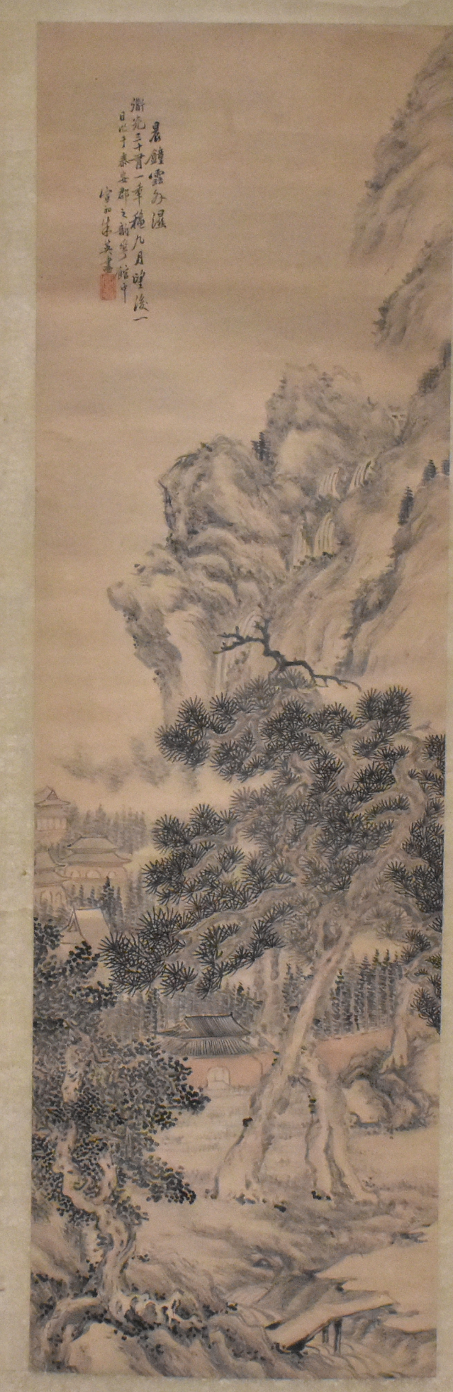 Appraisal: A Chinese scroll painting of a landscape by Zhu Ying