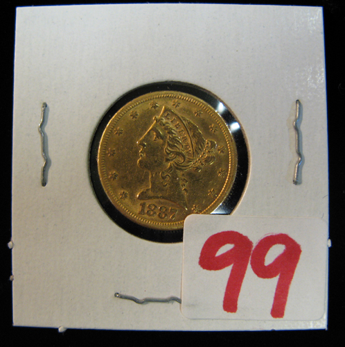 Appraisal: U S FIVE DOLLAR GOLD COIN Liberty head type variety