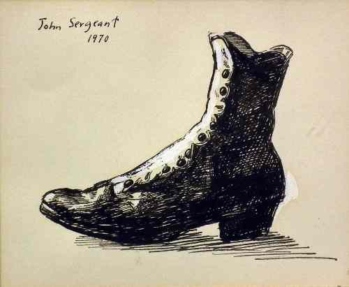 Appraisal: John Sergeant born - Pen and gouache drawing - 'Boot'