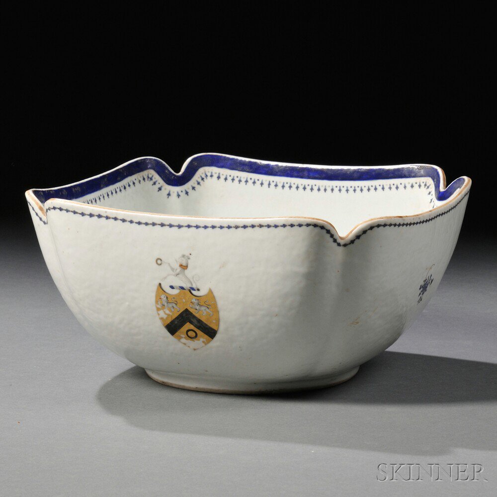 Appraisal: Chinese Export Porcelain Armorial Cut Corner Bowl late th century