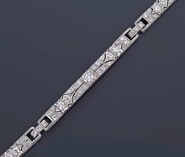 Appraisal: An art deco diamond bracelet estimated total diamond weight carats