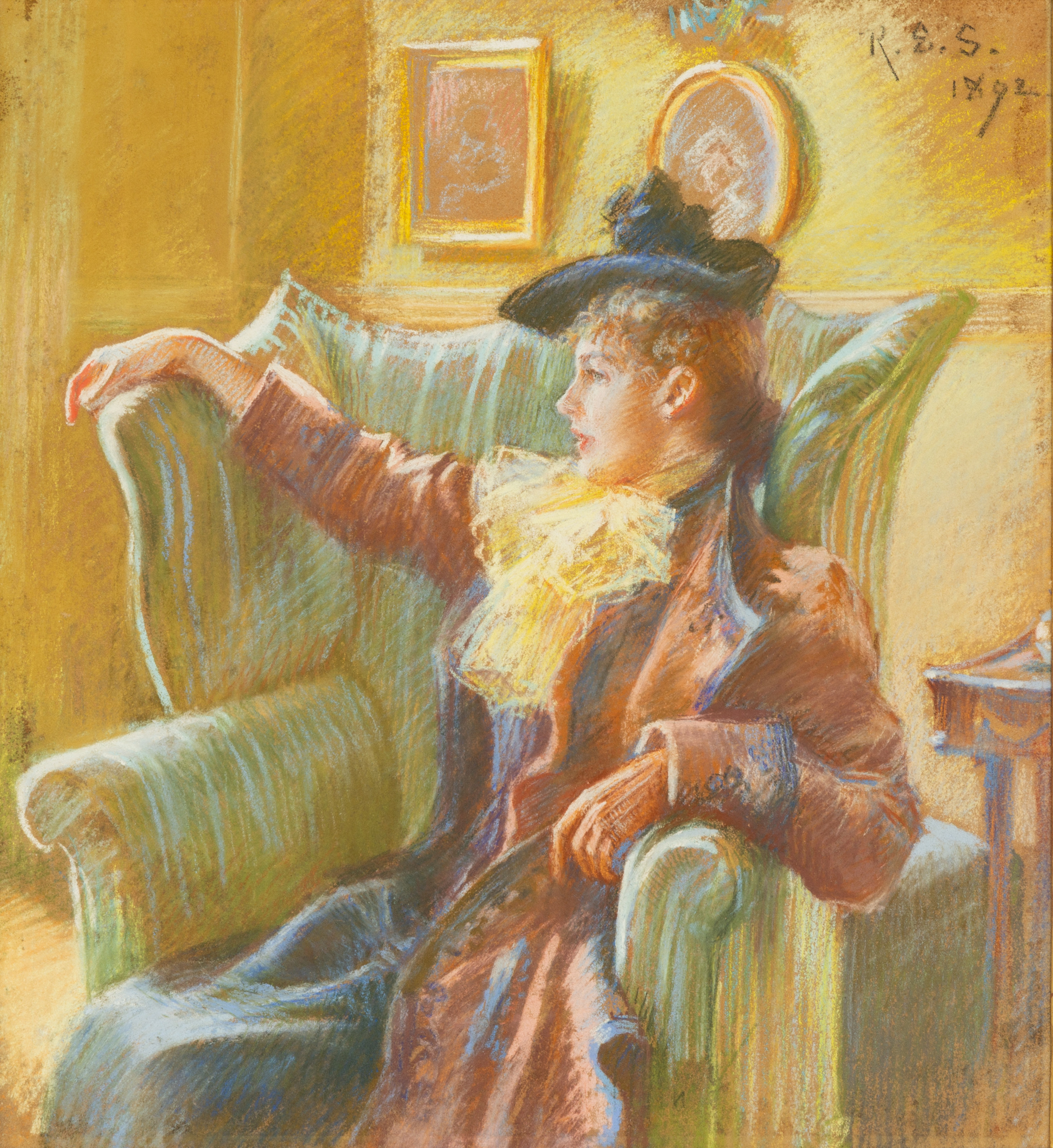 Appraisal: ROSINA EMMET SHERWOOD AMERICAN - THE BLACK CUCHRADE Pastel on