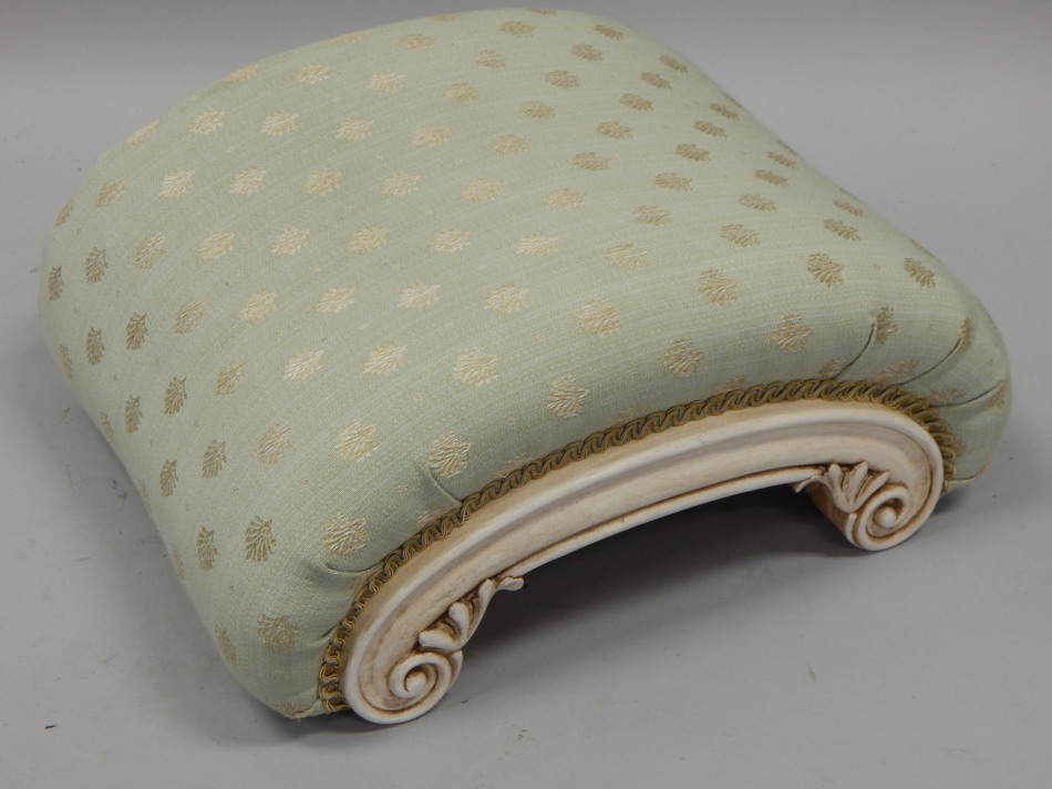 Appraisal: A modern foot stool with cream painted decoration Provenance Butterfields