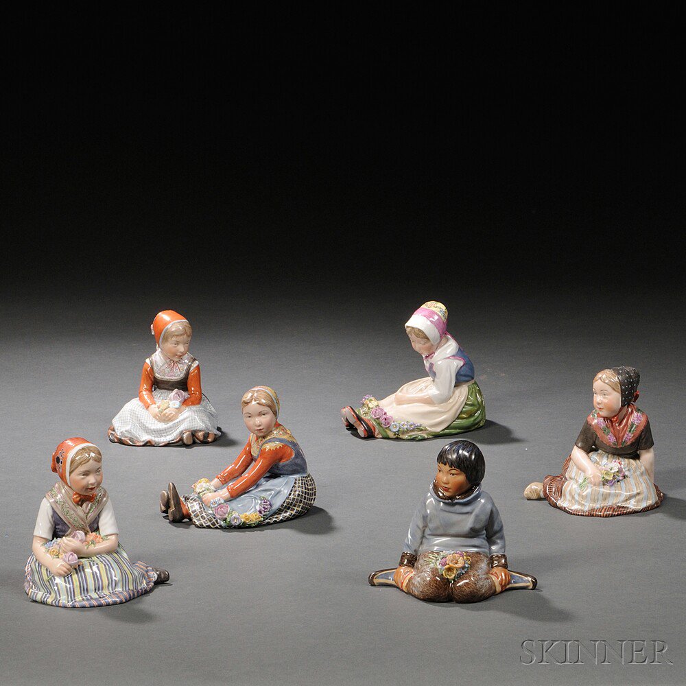 Appraisal: Six Royal Copenhagen Porcelain Figures of Children Denmark th century