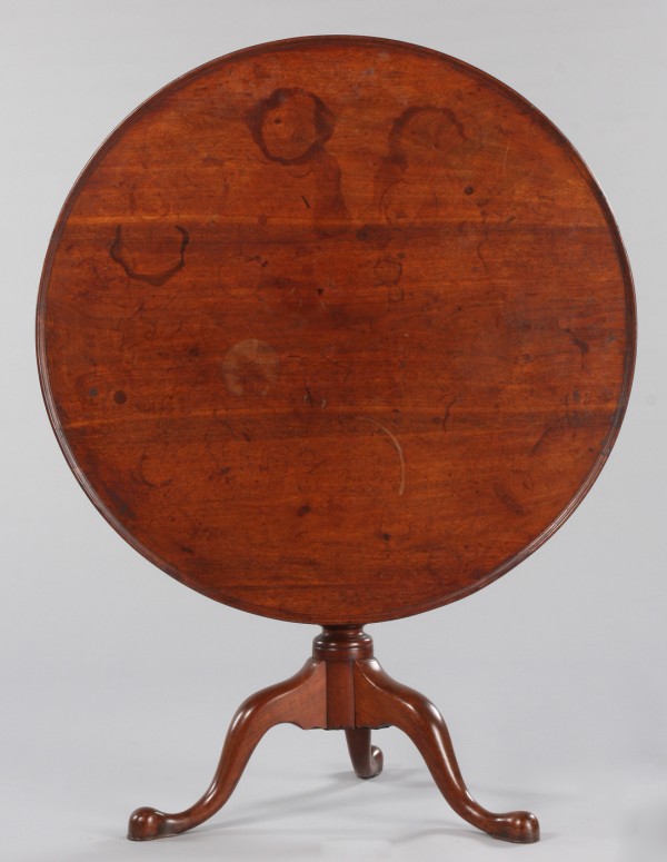 Appraisal: Walnut three board dish top turned pedestal diameter t staining