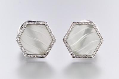 Appraisal: A Pair of Carved Topaz Diamond and k White Gold