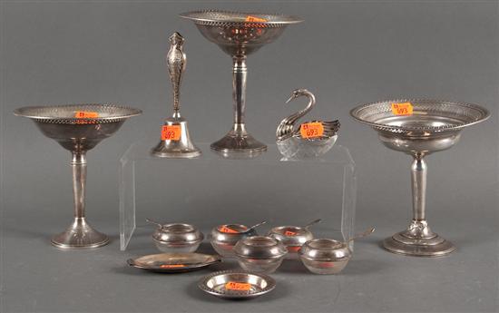 Appraisal: Three weighted silver compotes and other silver table articles including