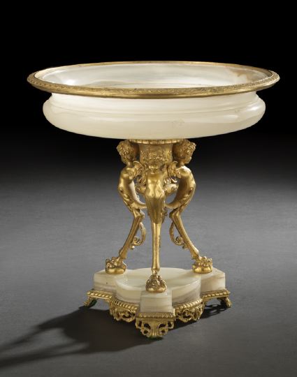 Appraisal: Good French Gilt-Bronze-Mounted Alabaster Tripodal Comport fourth quarter th century