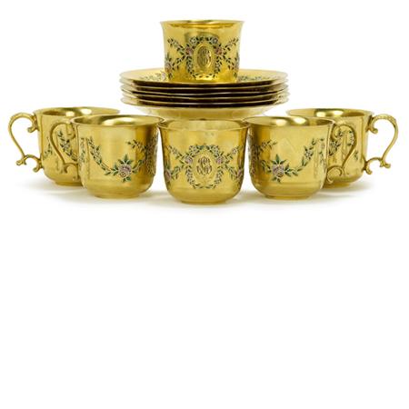 Appraisal: Set of Six Gilt-Metal Cups and Saucers with Cloisonne Enamel