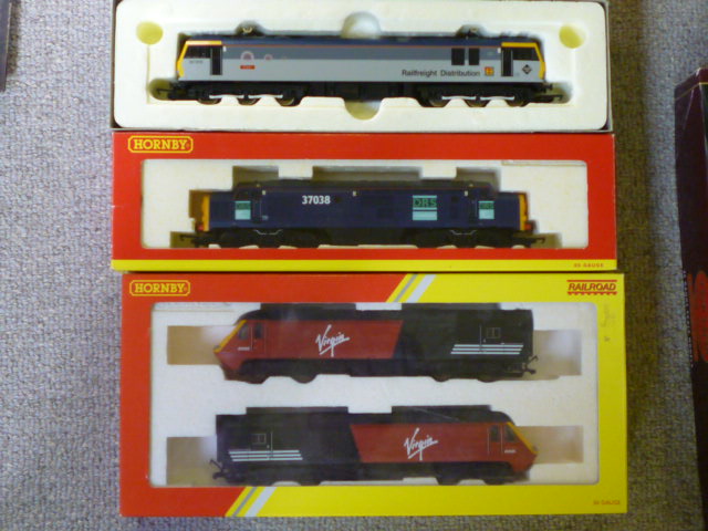 Appraisal: Three Hornby locomotives comprising Railfreight Class Virgin and Class repaint