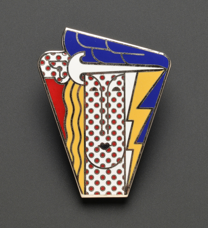 Appraisal: Artist-Designed Pop Art Modern Head Pendant Brooch Roy Lichtenstein c