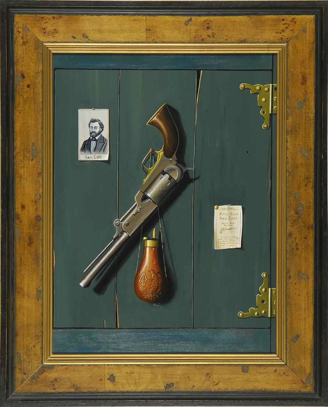 Appraisal: JEROME HOWESAmerican b Trompe l'oeil of a Colt Walker pistol