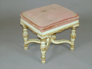 Appraisal: A painted and parcel-gilt decorated stool circa with gadrooned beaded