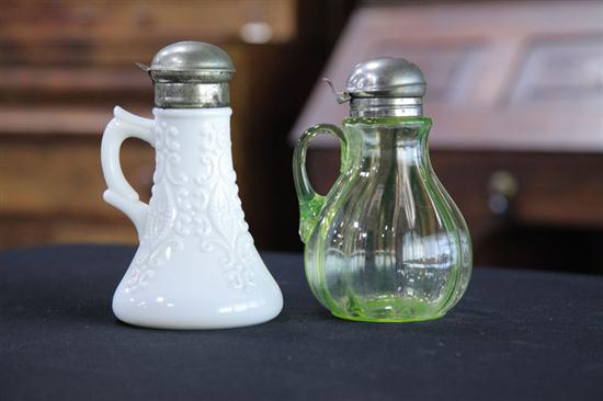 Appraisal: TWO ART GLASS SYRUPS A milk glass syrup in Synora