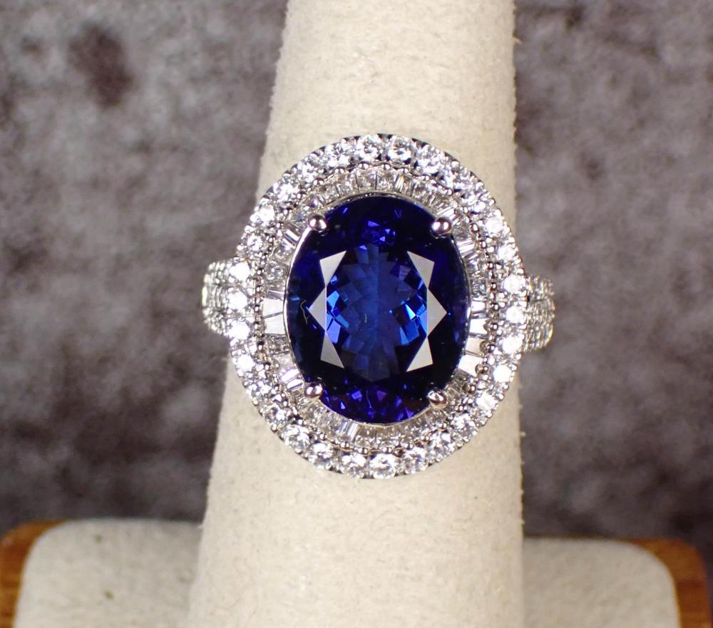 Appraisal: TANZANITE DIAMOND AND EIGHTEEN KARAT GOLD RING The white gold