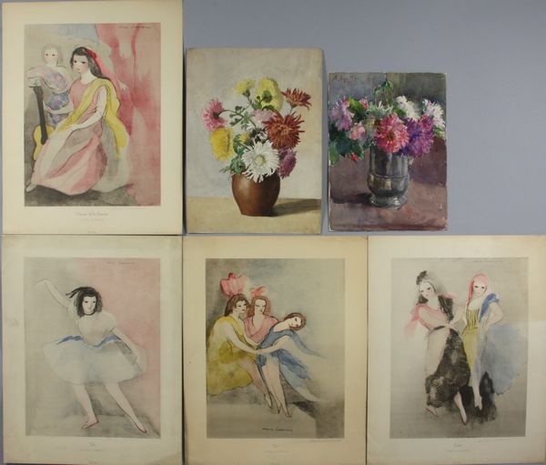 Appraisal: Group of six assorted drawings and prints to include two