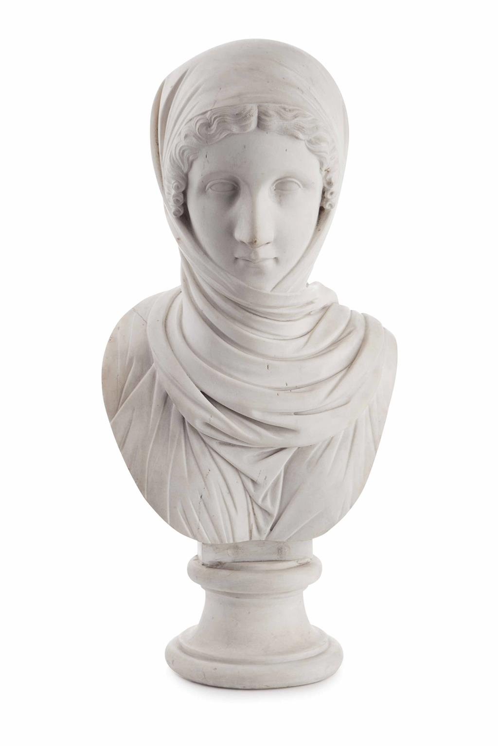 Appraisal: FRENCH WHITE MARBLE BUST OF VESTA G CANART signed and