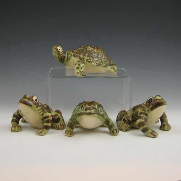 Appraisal: Lot of three Brush frogs and a turtle Excellent condition