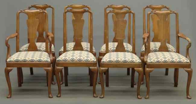 Appraisal: Set of eight Queen Anne style chairs