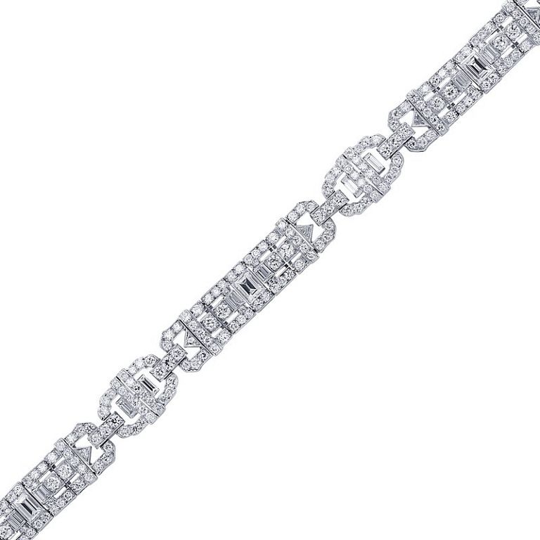 Appraisal: Art Deco Diamond Platinum Bracelet Art Deco Diamond Platinum Bracelet