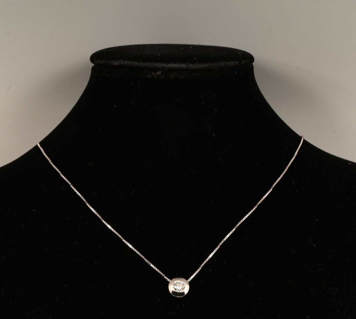 Appraisal: K DIAMOND SLIDE PENDANT CHAIN CT brilliant cut diamond is