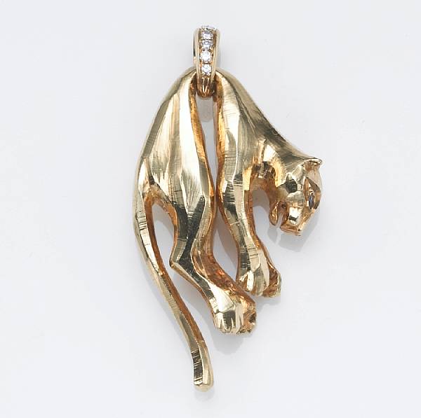 Appraisal: A diamond and k gold panther pendant Cartier signed Cartier