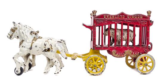 Appraisal: Sale Lot CIRCUS OVERLAND cast iron red caged wagon along